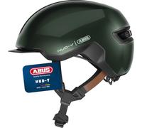 Casco urban ABUS HUD-Y - luce posteriore a LED magnetica e ricaricabile con chiusura magnetica - casco da bici alla moda per l'uso quotidiano - per uomo e donna - verde, taglia L