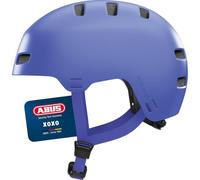 ABUS Casco da bicicletta XOXO - Casco da città in stile skater - Casco per skateboard, bicicletta, monopattino - con imbottitura ottimizzata per il mento - per adolescenti e adulti - taglia S blu mono