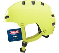 ABUS Casco da bicicletta XOXO - Casco da città in stile skater - Casco per skateboard, bicicletta, monopattino - con imbottitura per il mento - per adolescenti e adulti - taglia L, giallo mono