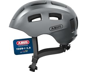 ABUS Casco da bicicletta Youn-I 2.0 - con luce per bambini, adolescenti e giovani adulti - per ragazze e ragazzi - argento, taglia S