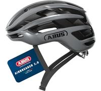ABUS Casco da ciclismo AirBreaker 2.0 - casco da ciclismo leggero con ventilazione, aerodinamica, sicurezza e comfort per il ciclismo professionistico - per donne e uomini - taglia M, argento