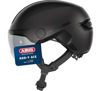 ABUS Casco HUD-Y ACE city - casco da bici elegante con visiera e luce posteriore a LED magnetica e ricaricabile - per uomini e donne
