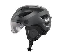 ABUS Casco da città Pedelec 2.0 ACE - Casco da bicicletta con luce posteriore, visiera, cappuccio antipioggia, protezioni per le orecchie - per uomo e donna