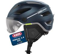 ABUS Casco da città Pedelec 2.0 ACE - Casco da bicicletta con luce posteriore, visiera, cappuccio antipioggia, protezioni per le orecchie - per uomo e donna