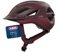 ABUS Casco da città Urban-I 4.0 ACE - Casco da bicicletta con luce posteriore ricaricabile, 4 modalità di illuminazione, visiera e chiusura magnetica - per donne e uomini - taglia S, rosso
