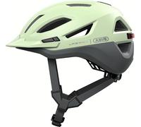 ABUS Casco da città Urban-I 4.0 ACE - Casco da bicicletta con luce posteriore ricaricabile, 4 modalità di illuminazione, visiera e chiusura magnetica - per donne e uomini - taglia L, verde