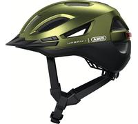ABUS Casco da città Urban-I 4.0 ACE - Casco da bicicletta con luce posteriore ricaricabile, 4 modalità di illuminazione, visiera e chiusura magnetica - per donne e uomini - taglia S, verde