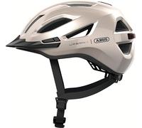 ABUS Casco da città Urban-I 4.0 - Casco da bicicletta con luce posteriore ricaricabile, 2 modalità di illuminazione, visiera e chiusura magnetica - per adolescenti, donne e uomini - taglia L, beige