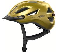 ABUS Casco da città Urban-I 4.0 - Casco da bicicletta con luce posteriore ricaricabile, 2 modalità di illuminazione, visiera e chiusura magnetica - per adolescenti, donne e uomini - taglia L, giallo