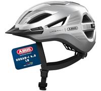 ABUS Casco da città Urban-I 4.0 LR - Casco da bicicletta con apertura per la coda, visiera, chiusura magnetica - per adolescenti, donne e uomini - taglia S, argento