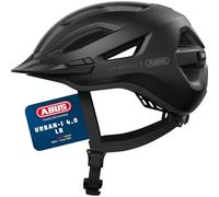 ABUS Casco da città Urban-I 4.0 LR - Casco da bicicletta con apertura per treccia, visiera, chiusura magnetica - per adolescenti, donne e uomini - taglia S, nero