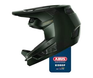ABUS Casco Downhill HiDrop, Fullface, moss green, Taglia XL | Casco bici certificato ASTM con guscio ABS per MTB, Downhill, Enduro e Bikepark, adulti e giovani