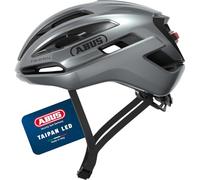ABUS Casco gravel Taipan LED - Casco da bicicletta con luce per il gravel biking - leggero, versatile e ben ventilato - con supporto per occhiali - per ragazzi, donne e uomini - taglia L, argento