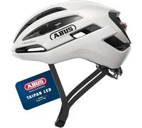 ABUS Casco gravel Taipan LED - Casco da bicicletta con luce per il gravel biking - leggero, versatile e ben ventilato - con supporto per occhiali - per adolescenti, donne e uomini - taglia L, bianco