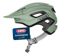 ABUS Casco MTB Cliffhanger - Casco da bicicletta per percorsi esigenti - con ampi fori di ventilazione & sistema di cinghie TriVider - per uomo e donna - verde, taglia M
