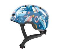 ABUS Casco per bambini Skurb Kid - robusto casco da bici in look skater con spazio il codino e una varietà di disegni ragazze ragazzi blu motivi nautici, taglia S