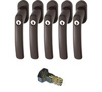 ABUS FG200 B - Maniglia per finestra chiudibile, 5 pezzi, colore: Marrone