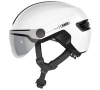 ABUS Casco HUD-Y ACE city - casco da bici elegante con visiera e luce posteriore a LED magnetica e ricaricabile - per uomini e donne