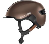 Casco urban ABUS HUD-Y - luce posteriore a LED magnetica e ricaricabile con chiusura magnetica - casco da bici alla moda per l'uso quotidiano - per uomo e donna - marrone, taglia L