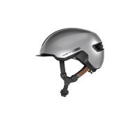Casco urban ABUS HUD-Y - luce posteriore a LED magnetica e ricaricabile con chiusura magnetica - casco da bici alla moda per l'uso quotidiano - per uomo e donna - argento, taglia L