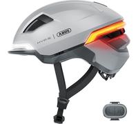 ABUS HYP-E - Casco da bici con luce anteriore, luce posteriore e indicatore luminoso, adatto anche per bici elettriche e S-Pedelec, per ragazzi e adulti, taglia S, colore: argento