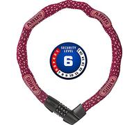 ABUS Lucchetto a catena Tresor 1385/75 Cherry Heart - lucchetto combinazione in acciaio temprato quadrata spessa 6 mm livello di sicurezza 75 cm rosso