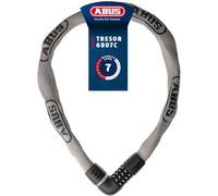 ABUS Lucchetto a catena Tresor 6807C - Lucchetto con combinazione a 360°, catena in acciaio spessa 7 mm, codice numerico a 4 cifre - Lucchetto per biciclette - Lunghezza 110 cm, grigio