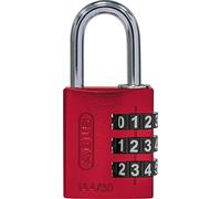 ABUS Lucchetto a Combinazione 144/30 - Alluminio, Rosso, 3 Cifre | Corpo in alluminio anodizzato, arco a molla, rulli numerici grandi con alto contrasto - leggero e senza chiave
