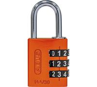 ABUS Lucchetto a Combinazione 144/30 in Alluminio - Arancione, 3 Cifre | Grandi rotelle numeriche con alto contrasto, corpo anodizzato leggero, archetto a molla, senza chiave - ideale per uso