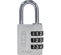 ABUS Lucchetto a Combinazione 144/30 in Alluminio - Argento | Codice a 3 cifre regolabile, cilindri numerici grandi, corpo anodizzato resistente alla corrosione, arco a molla