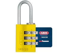 ABUS Lucchetto a combinazione 145/20 giallo - Lucchetto per bagagli, armadietti e molto altro. - Lucchetto in alluminio - Codice numerico regolabile individualmente - Livello di sicurezza 3