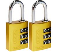ABUS Lucchetto a combinazione in alluminio 144/30 giallo con numeri grandi, 80792 (Confezione da 2)
