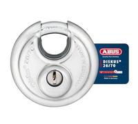 ABUS Lucchetto Discus 26/70 - resistente agli agenti atmosferici - con cilindro protetto da trapano e trazione - livello di sicurezza 8 - argento