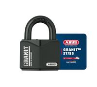 ABUS Lucchetto in granito 37/55 per uso esterno - in acciaio speciale temprato - chiave con luce LED - con cilindro a disco ABUS-Plus - Livello di sicurezza ABUS 10 - Nero