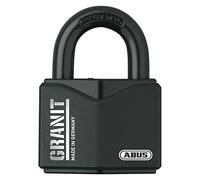 ABUS Lucchetto in granito 37/55 per uso esterno - in acciaio speciale temprato - chiave con luce LED - con cilindro a disco ABUS-Plus - Livello di sicurezza ABUS 10 - Nero