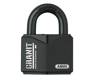 ABUS Lucchetto in granito 37/55#SZP per uso esterno - con scheda di sicurezza e chiave con luce LED - in acciaio speciale temprato - Livello di sicurezza ABUS 10 - Nero