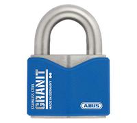 ABUS Lucchetto in Granito 37ST/55#SZP in Acciaio Inox - Per Uso Esterno - Con Scheda di Sicurezza e Cilindro a Disco Plus - Livello di Sicurezza 10 - Blu/Argento