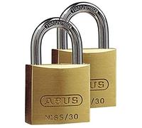 ABUS Lucchetto in Ottone 65/30 - Set da 2, Chiusura Uguale, Livello 4 | Corpo in ottone massiccio, arco in acciaio temprato NANO PROTECT - 30 mm, per interno ed esterno - incl. 3 chiavi