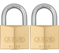 ABUS Lucchetto in Ottone 65/40 - Set da 2, Chiave Uguale, Sicurezza 5 | Corpo massiccio in ottone, arco acciaio temprato NANO PROTECT - 40 mm, 160 g - per cantina, armadietto, cancello