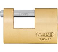 ABUS Lucchetto in Ottone 82/90 - Monoblocco, Acciaio Temprato, Livello 7 | Corpo 90 mm in ottone massiccio, catenaccio 12 mm, bloccaggio automatico - per container, distributori e serrande