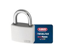ABUS Lucchetto T65AL/40 myLOCK - Scrivibile e Personalizzabile - Lucchetto per Spogliatoio e Armadietto - Corpo in Alluminio - Livello Sicurezza ABUS 5 - Bianco