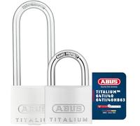 ABUS Lucchetto Titalium 64TI/40 + HB63 - Set da 3, Chiavi Intercambiabili | Corpo in alluminio speciale, arco in acciaio temprato - 40 mm larghezza, livello sicurezza ABUS 5, uso quotidiano