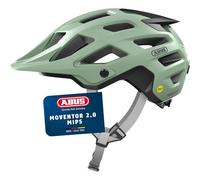 ABUS MTB-Helm Moventor 2.0 MIPS, casco bici verde, taglia S | Casco All-Mountain con protezione agli urti, uomo e donna, adulti e giovani, apertura coda di cavallo