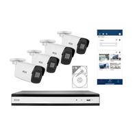 ABUS TVVR36444T - Kit telecamera di sorveglianza con 4 mini tube da 4 megapixel, registratore a 4 canali con disco rigido da 1 TB, per riconoscimento personale, rilevamento auto, registrazione interna