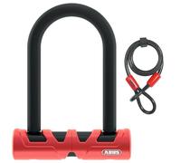 ABUS Ultimate 420 U-lock + supporto USH + cavo di sicurezza Cobra 10/120 - Set di lucchetti per biciclette - Livello di sicurezza 12 - Nero/Rosso