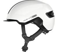 ABUS Urban Helmet HUD-Y - con luce posteriore a LED magnetica e ricaricabile chiusura casco da bici cool per uso quotidiano uomini donne bianco lucido, taglia S, S (51-55 cm)