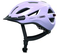 ABUS Casco da città Urban-I 4.0 - Casco da bicicletta con luce posteriore ricaricabile, 2 modalità di illuminazione, visiera e chiusura magnetica - per adolescenti, donne e uomini - taglia S, viola
