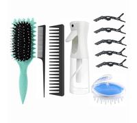 ABWXN Set di spazzole per capelli ricci con pennelli per definire i ricci, pettine a denti larghi, pettine per coda, flacone spray per capelli, spazzola massaggiante per cuoio capelluto e fermagli per
