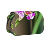 ABYchdd Astuccio per penne a conchiglia con stampa orchidea, custodia in tessuto Oxford con tasche con cerniera, ideale come regalo