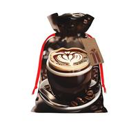 ABYchdd Borsa regalo con coulisse natalizia con stampa chicco di caffè, borsa in poliestere simile al lino, borsa riutilizzabile per le vacanze